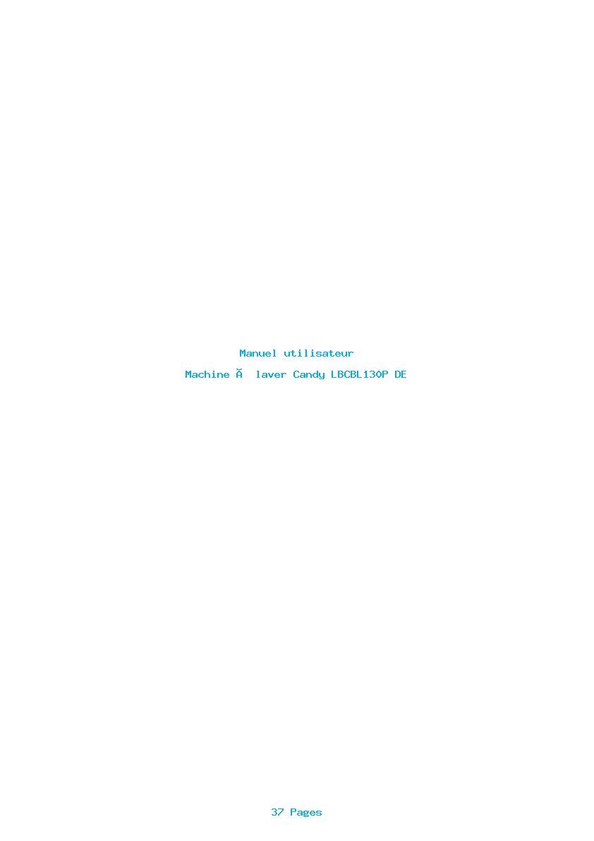 Page 1 de la notice Manuel utilisateur Candy LBCBL130P DE