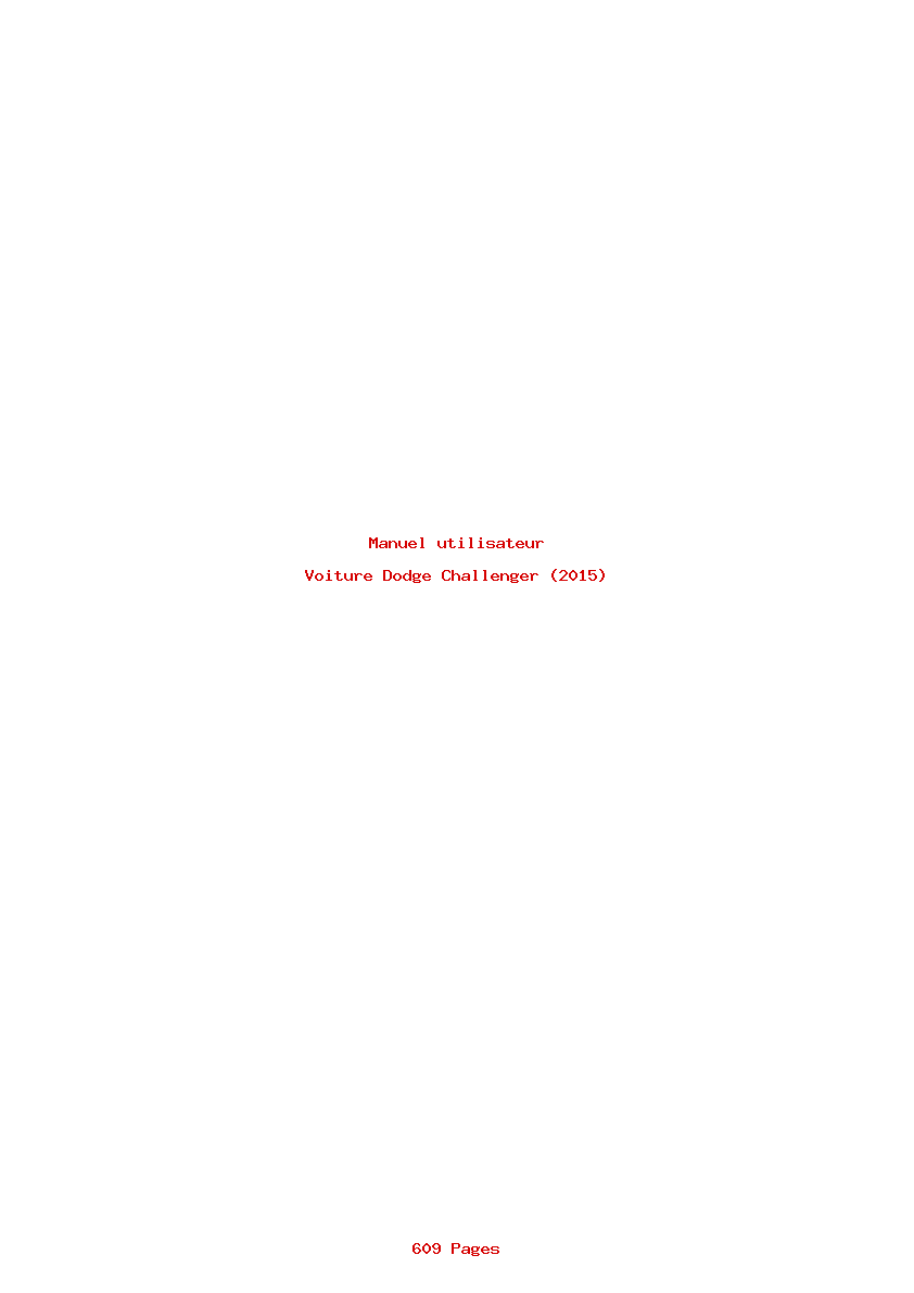 Page 1 de la notice Manuel utilisateur Dodge Challenger (2015)