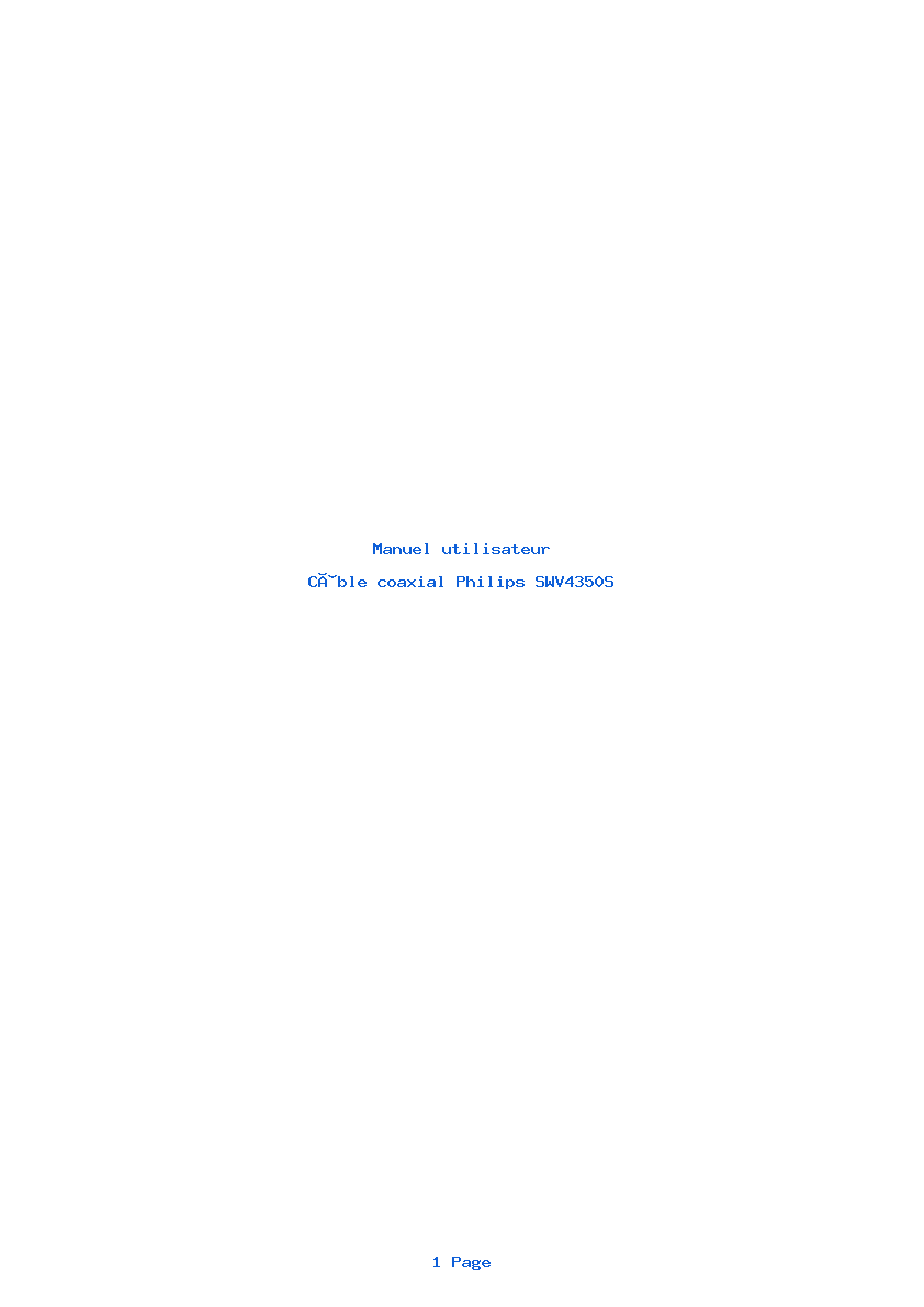 Page 1 de la notice Manuel utilisateur Philips SWV4350S