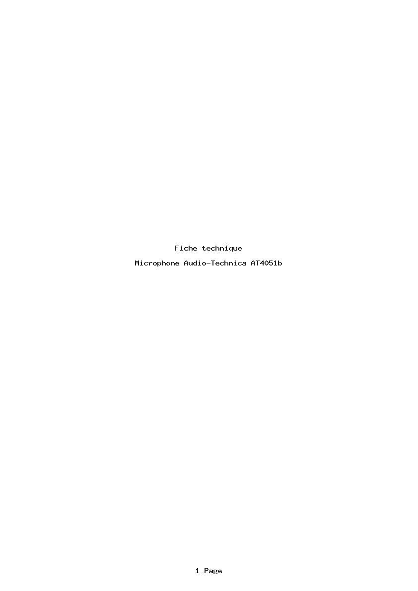 Page 1 de la notice Fiche technique Audio-Technica AT4051b