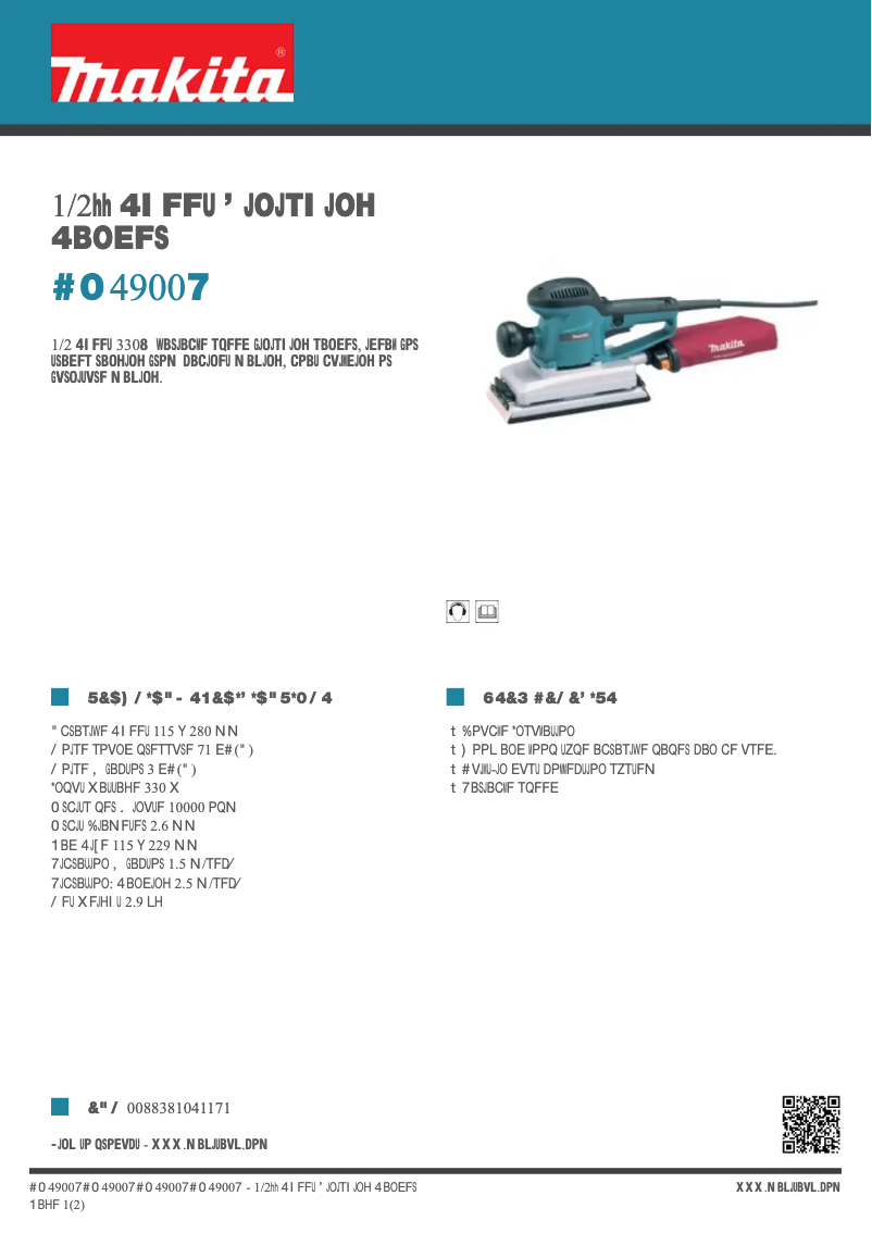 Page 1 de la notice Fiche technique Makita BO4900V