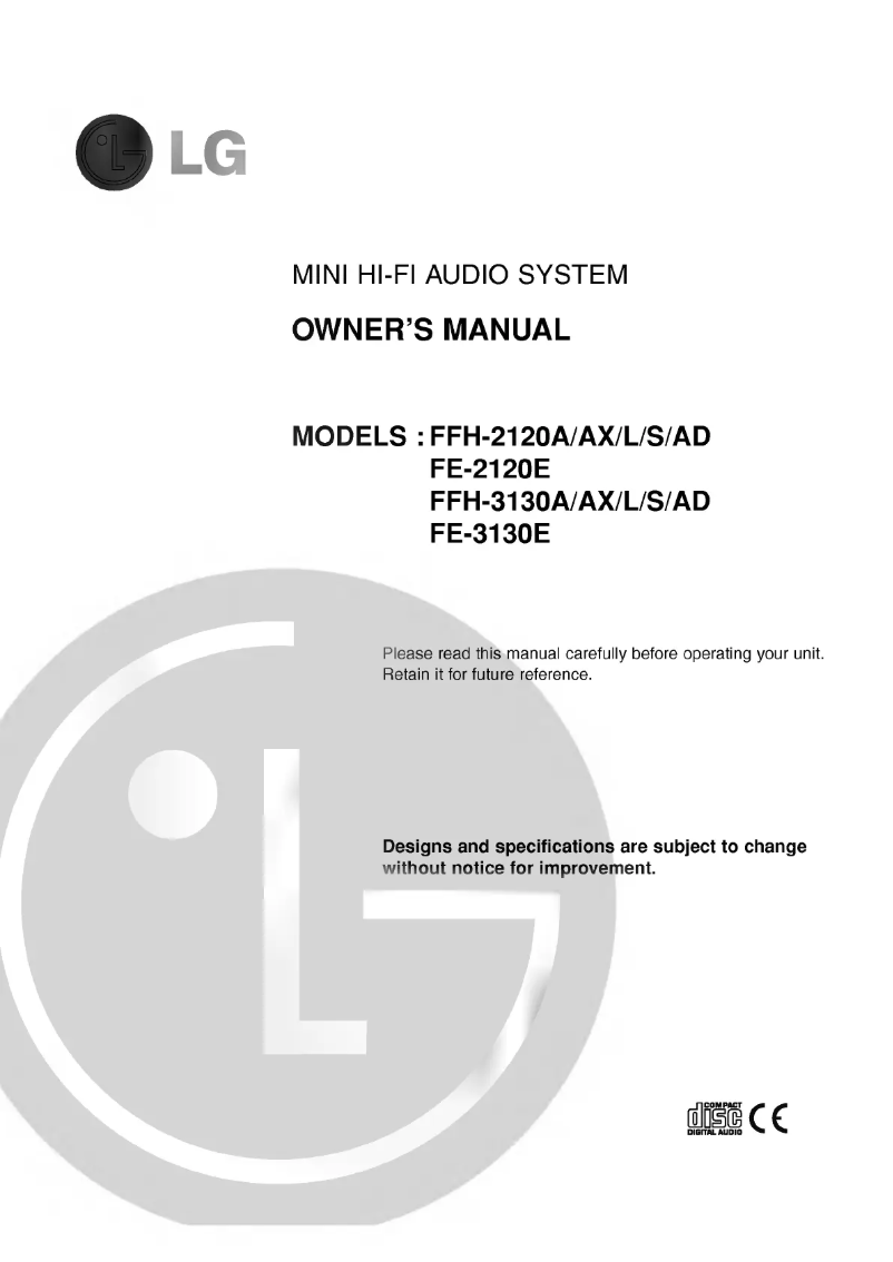 Page 1 de la notice Manuel utilisateur LG FFH-3130AD