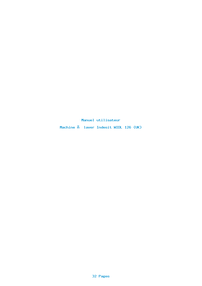 Page 1 de la notice Manuel utilisateur Indesit WIDL 126 (UK)