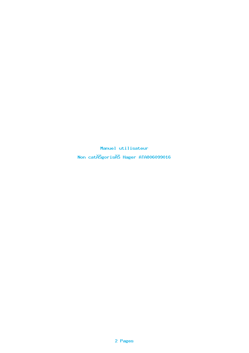 Page 1 de la notice Manuel utilisateur Hager ATA806099016
