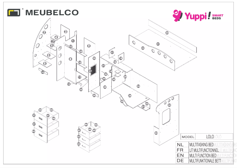 Page 1 de la notice Manuel utilisateur Meubelco Lolo