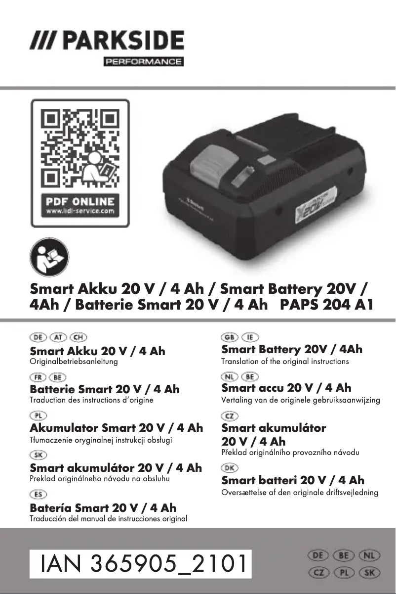 Page 1 de la notice Manuel utilisateur Parkside PAPS 204 A1