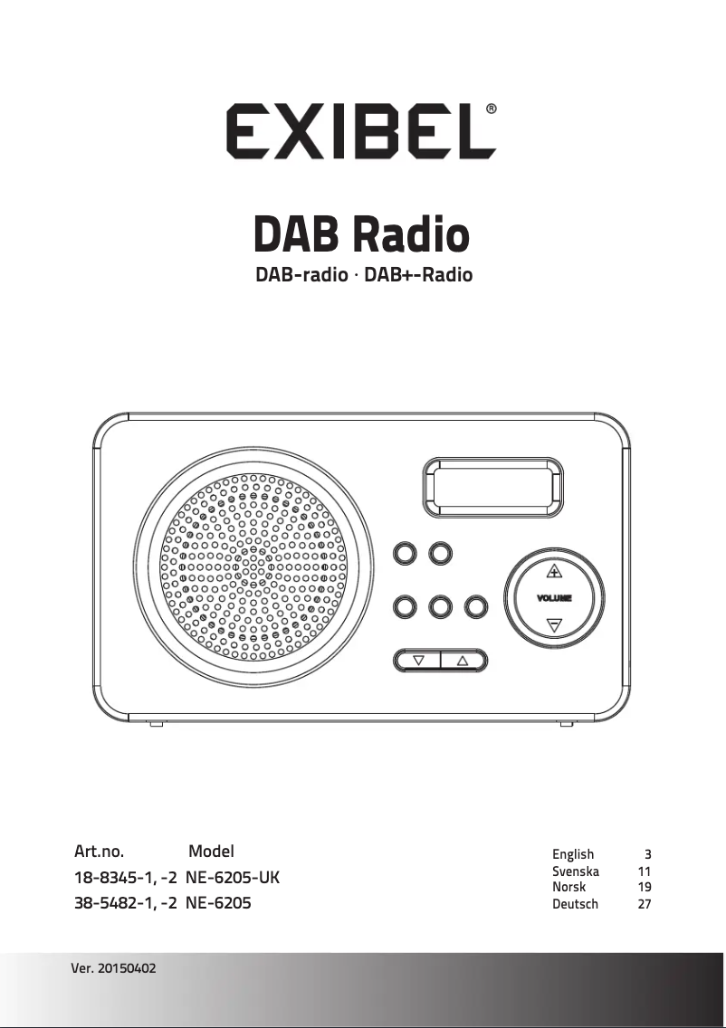 Page 1 de la notice Manuel utilisateur Exibel NE-6205