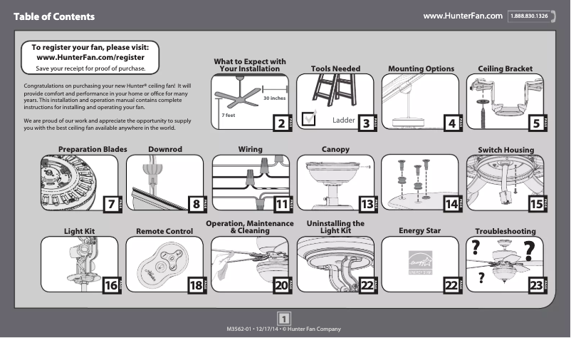 Page 1 de la notice Manuel utilisateur Hunter Sable Ridge