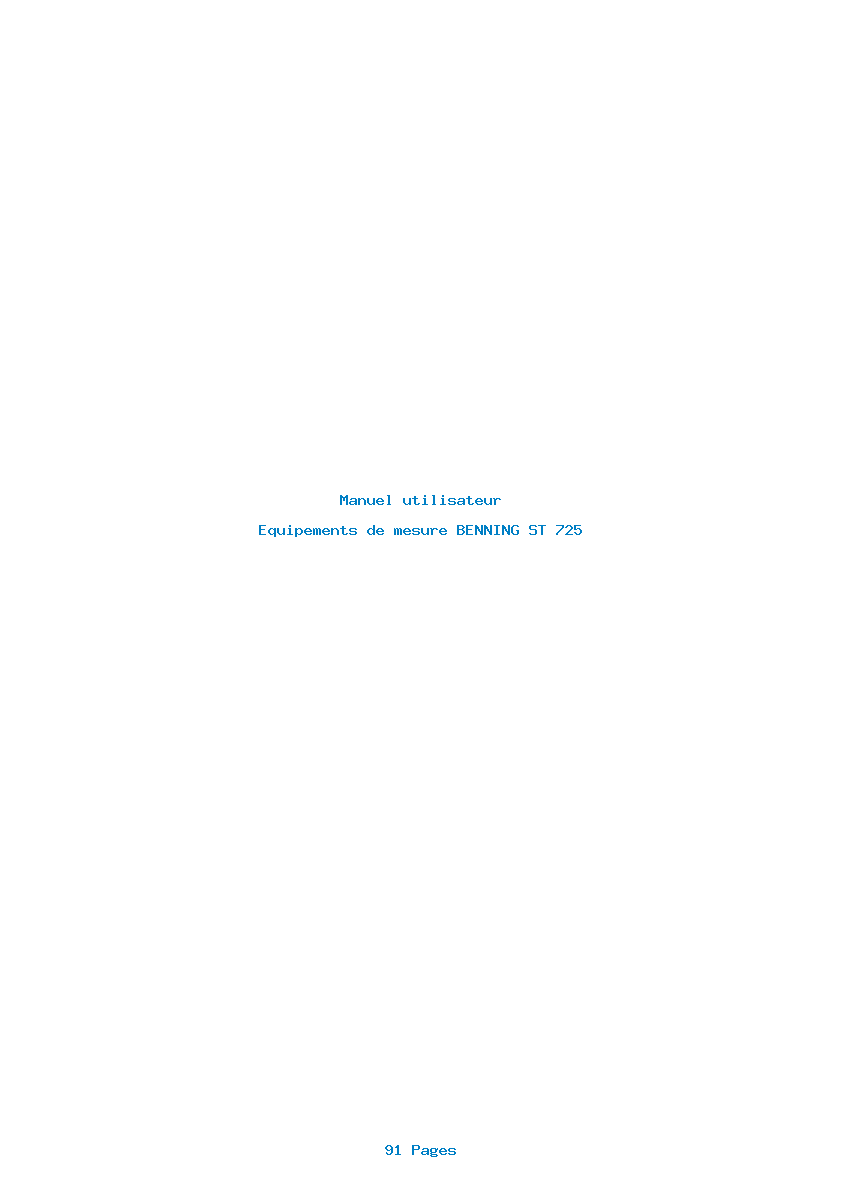 Page 1 de la notice Manuel utilisateur BENNING ST 725