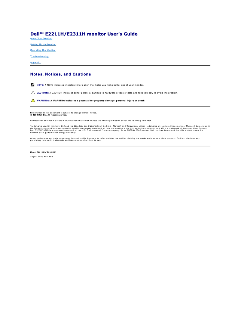 Página 1 del manual Manual de usuario Dell E2311H