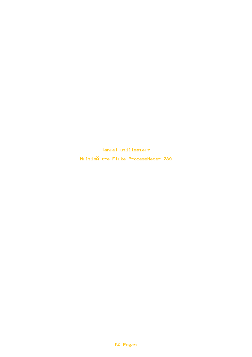 Page 1 de la notice Manuel utilisateur Fluke ProcessMeter 789