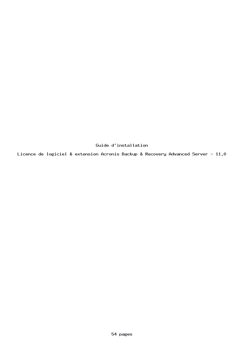 Image de la première page du manuel de l'appareil Backup & Recovery Advanced Server - 11.0