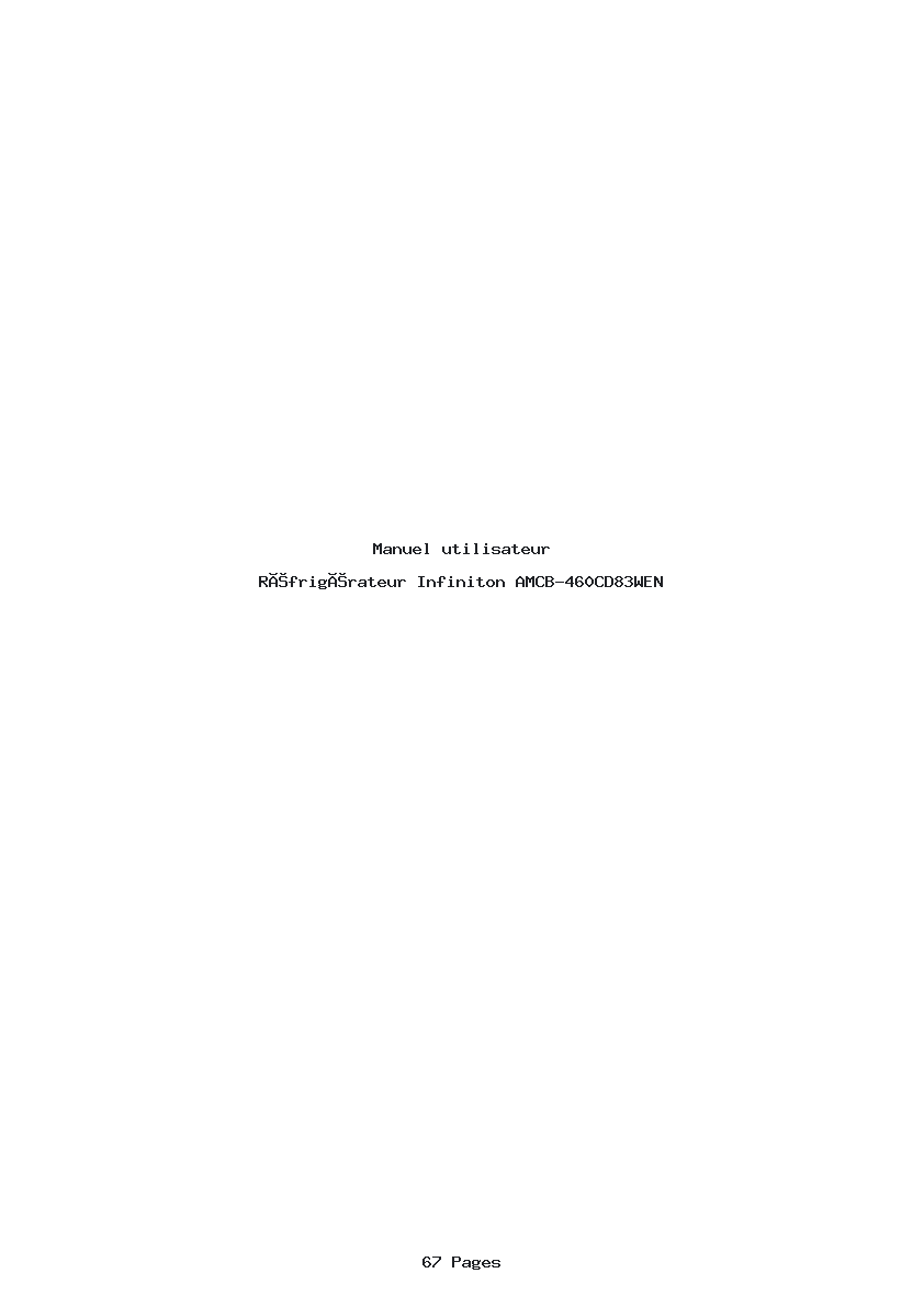 Page 1 de la notice Manuel utilisateur Infiniton AMCB-460CD83WEN