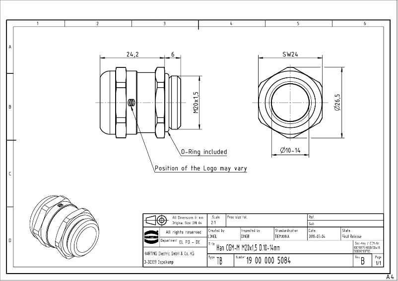 Page 1 de la notice Manuel utilisateur Harting 19 00 000 5084