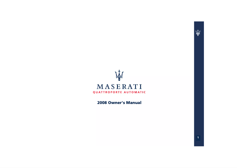 Page 1 de la notice Manuel utilisateur Maserati Quattroporte (2008)