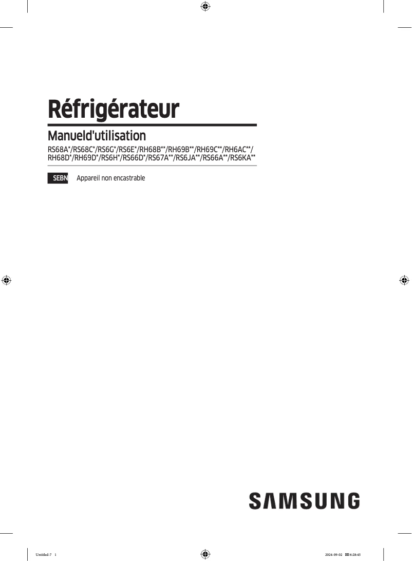 Page 1 de la notice Manuel utilisateur Samsung RS68A8531S9