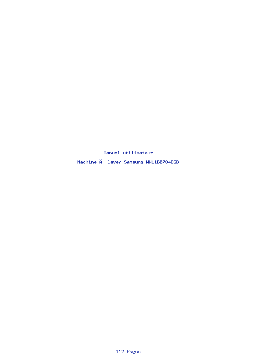 Page 1 de la notice Manuel utilisateur Samsung WW11BB704DGB