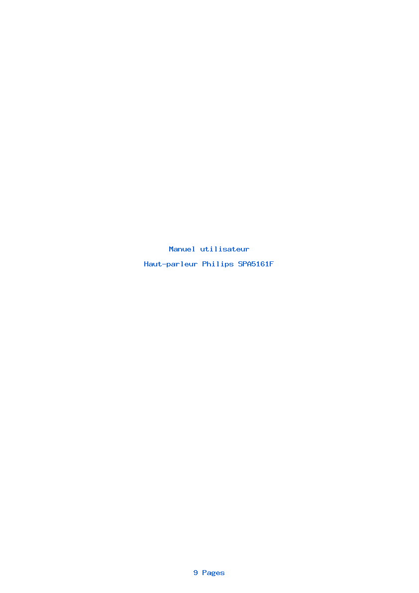 Page 1 de la notice Manuel utilisateur Philips SPA5161F