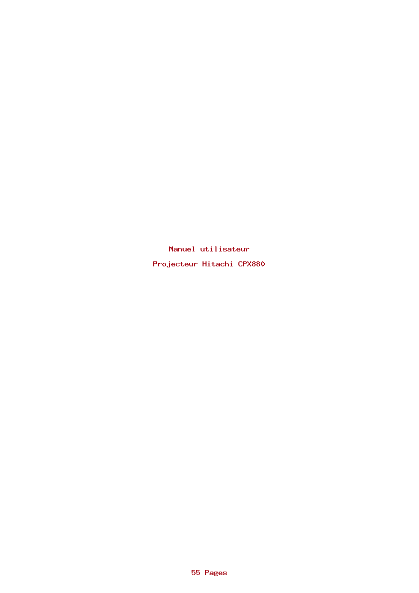 Page 1 de la notice Manuel utilisateur Hitachi CPX880