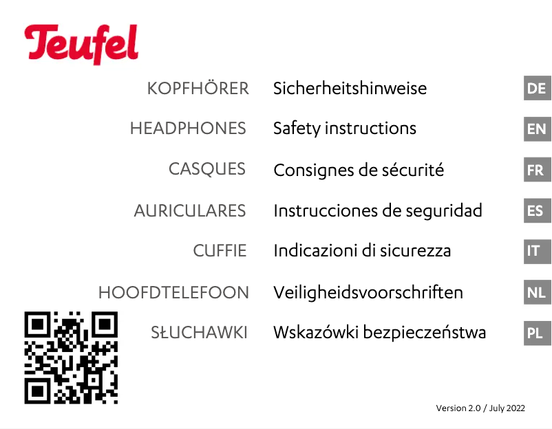 Page 1 of the manual Safety Instructions Teufel Real Blue