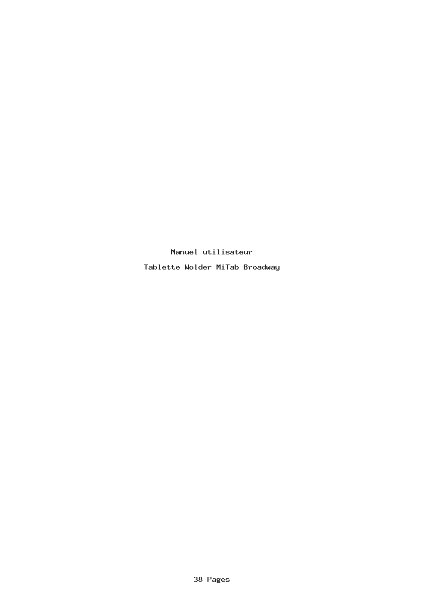 Page 1 de la notice Manuel utilisateur Wolder MiTab Broadway