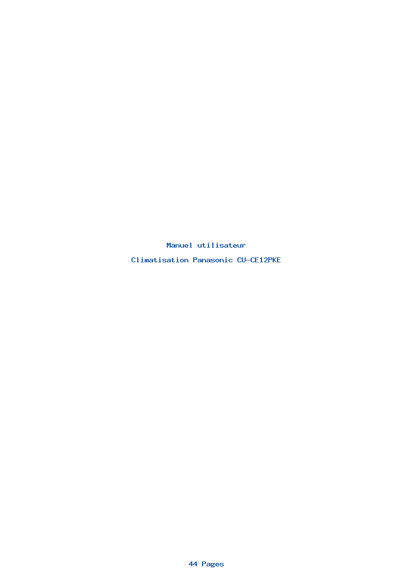 Page 1 de la notice Manuel utilisateur Panasonic CU-CE12PKE