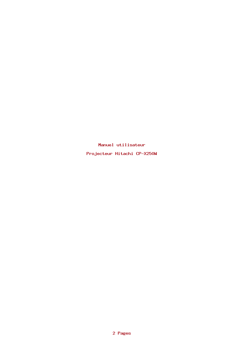 Page 1 de la notice Manuel utilisateur Hitachi CP-X250W