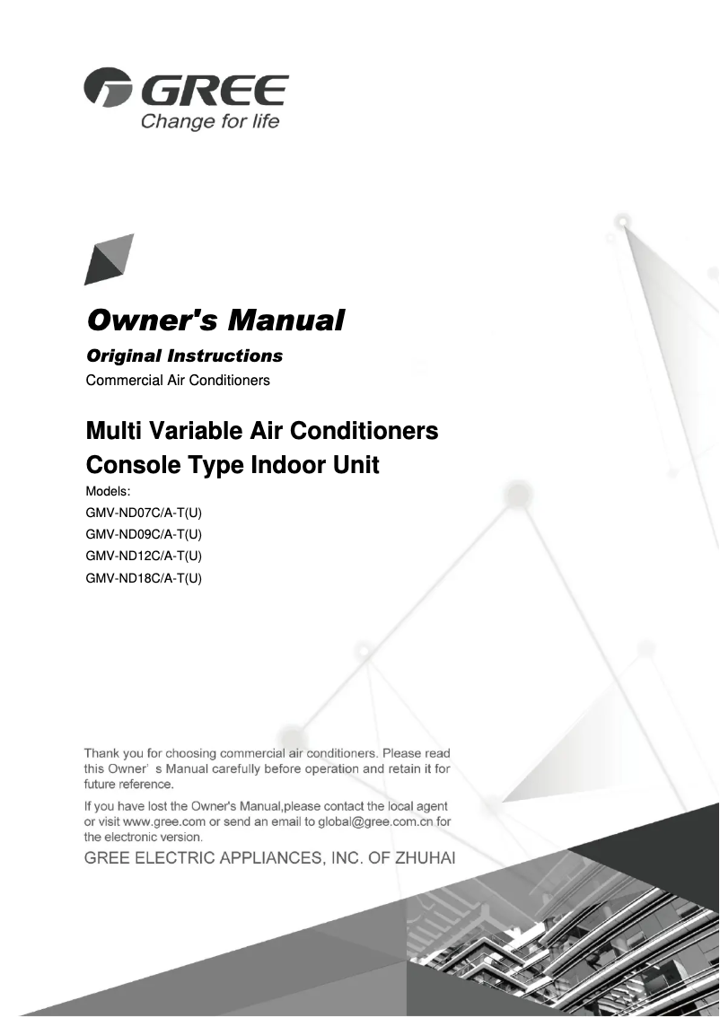 Página 1 del manual Manual de usuario Gree GMV-ND12C/A-T(U)