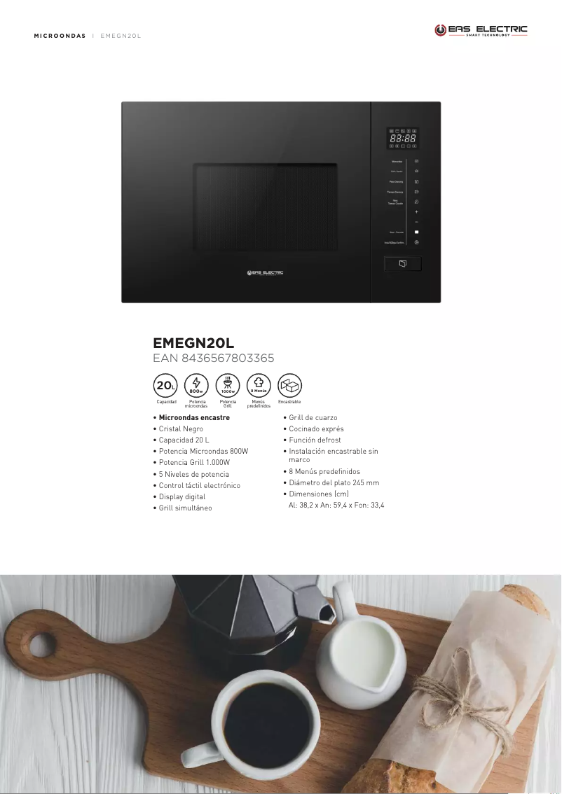 Page 1 de la notice Fiche technique EAS Electric EMEGN20L