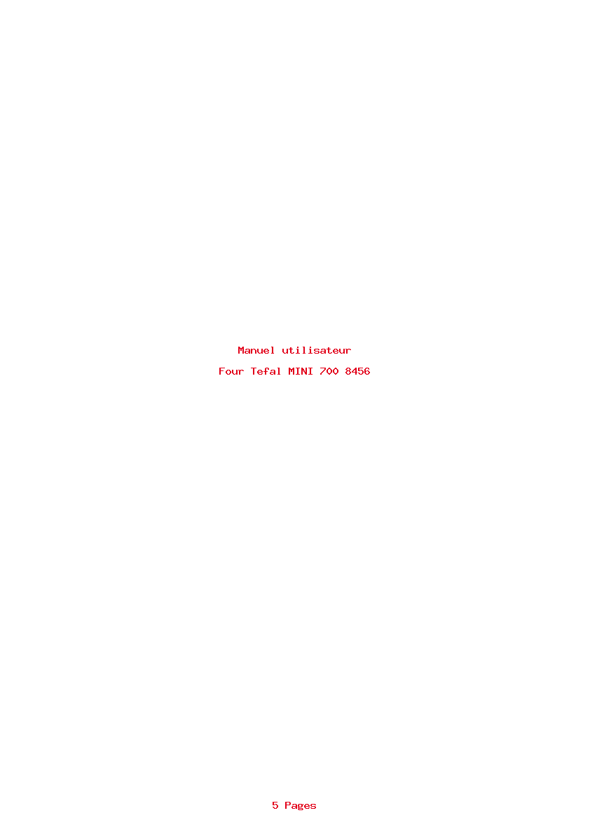 Page 1 de la notice Manuel utilisateur Tefal MINI 700 8456
