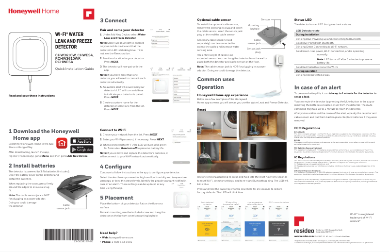 Page 1 of the manual User Manual Honeywell RCHWES4