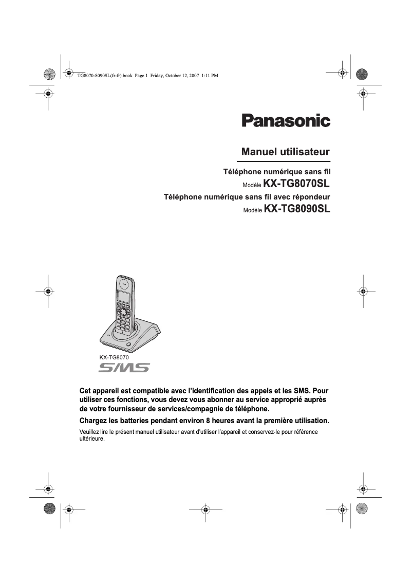 Imagen de la primera página del manual del dispositivo KX-TG8070