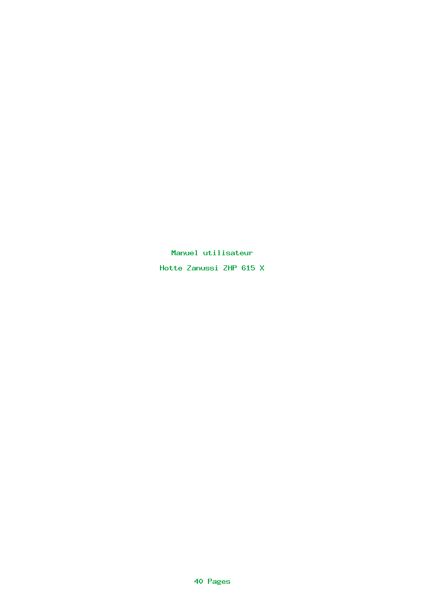 Page 1 de la notice Manuel utilisateur Zanussi ZHP 615 X