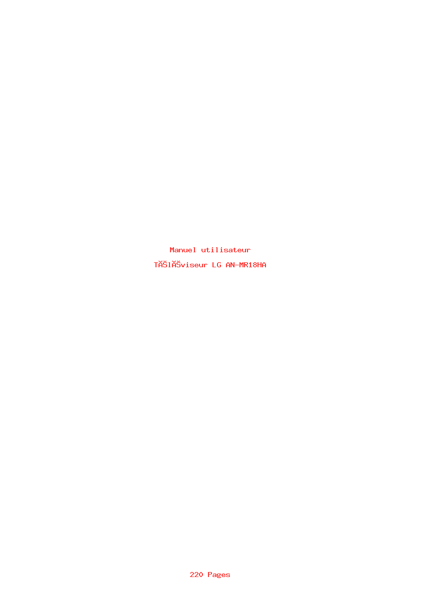 Page 1 de la notice Manuel utilisateur LG AN-MR18HA
