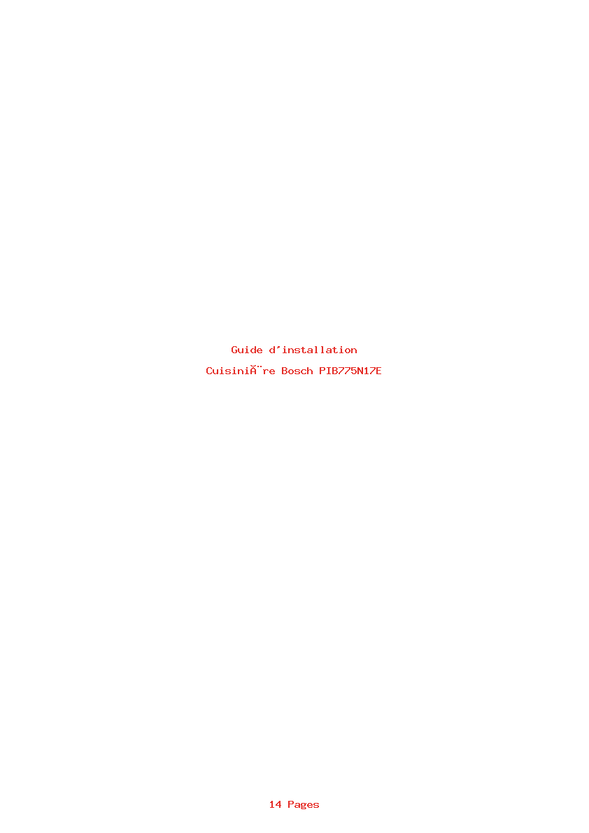 Page 1 de la notice Guide d'installation Bosch PIB775N17E