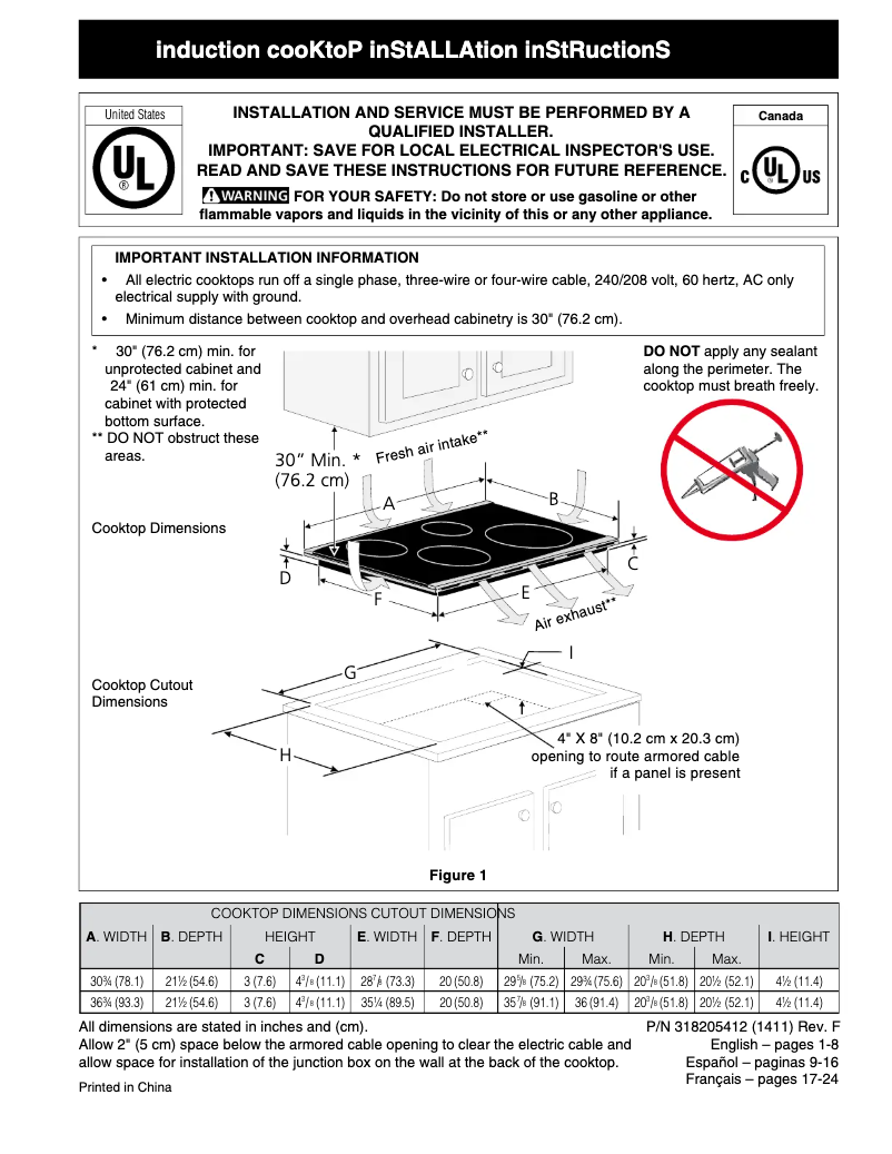 Página 1 del manual Guía de instalación Electrolux E30IC80QSS