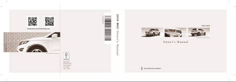 Page 1 de la notice Manuel utilisateur Lincoln MKC (2015)