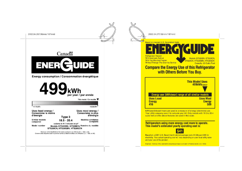 Página 1 del manual Etiqueta energética Hotpoint HTS20GBNWW