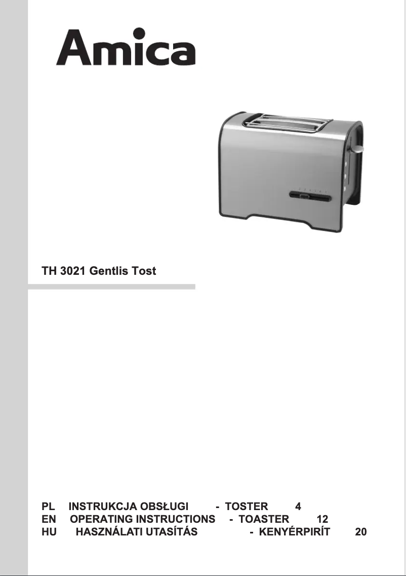 Page 1 de la notice Manuel utilisateur Amica TH3021