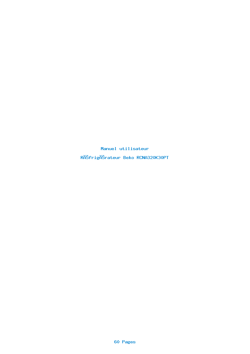 Page 1 de la notice Manuel utilisateur Beko RCNA320K30PT