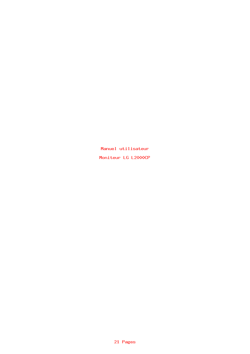 Page 1 de la notice Manuel utilisateur LG L2000CP