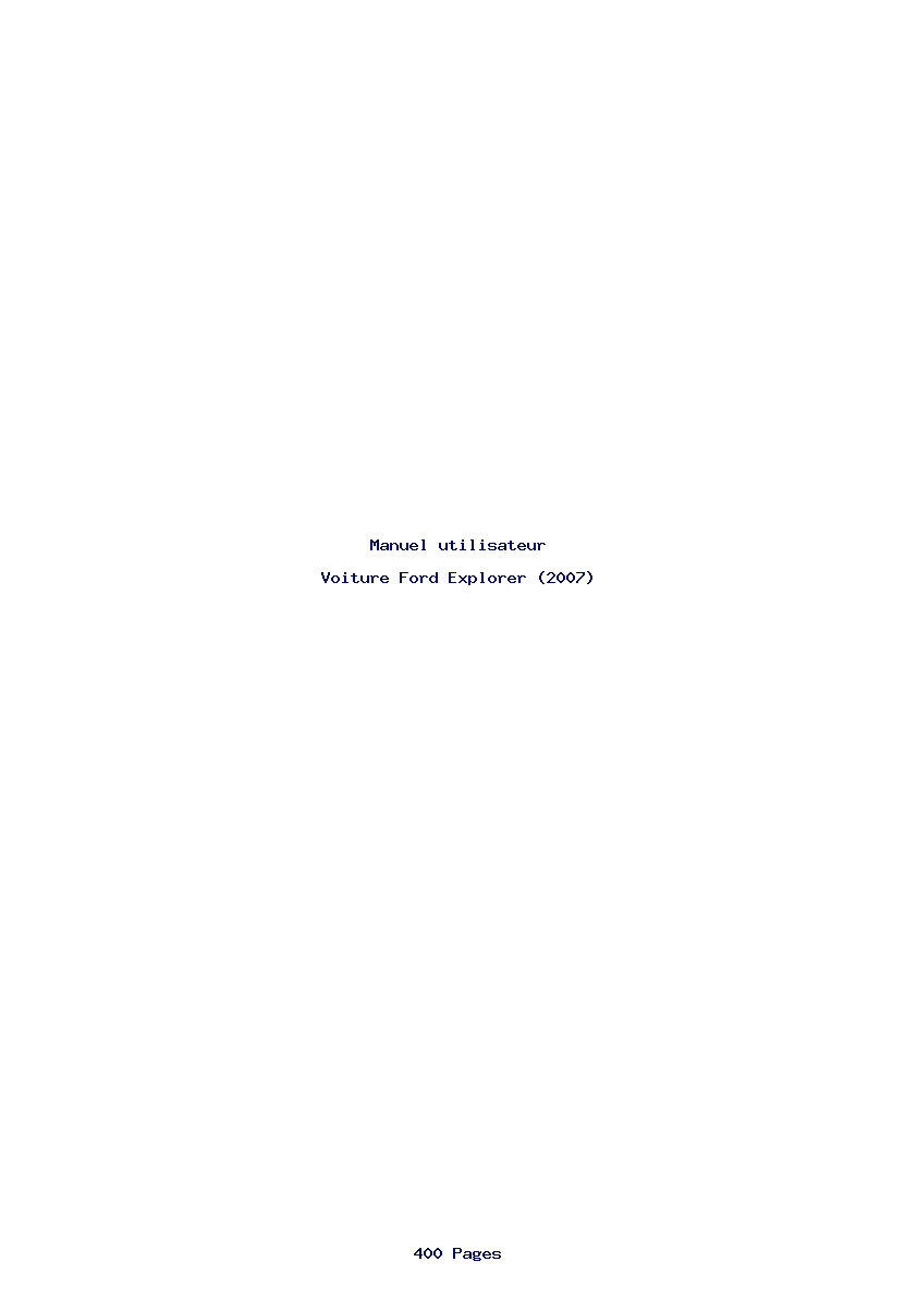 Page 1 de la notice Manuel utilisateur Ford Explorer (2007)
