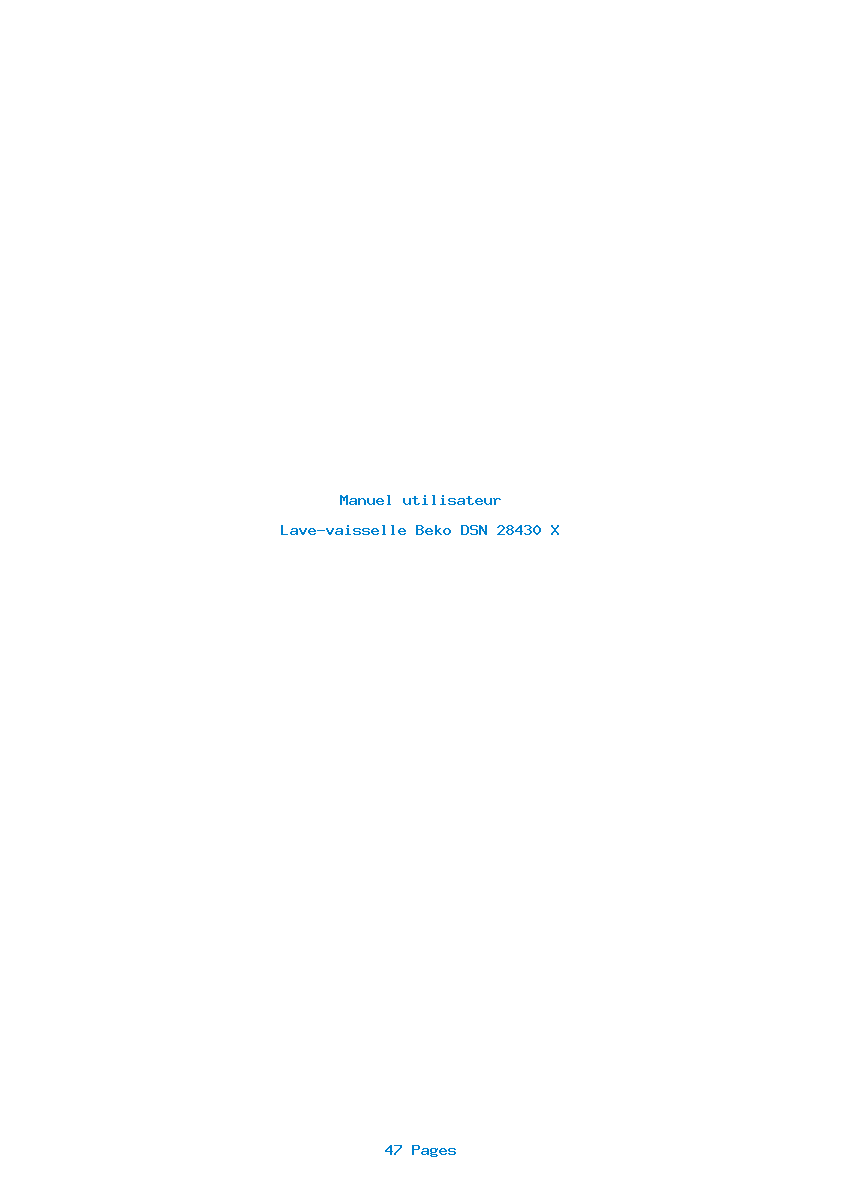 Page 1 de la notice Manuel utilisateur Beko DSN 28430 X