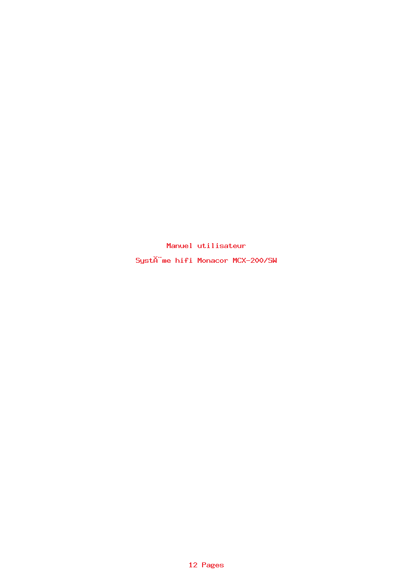 Page 1 de la notice Manuel utilisateur Monacor MCX-200/SW