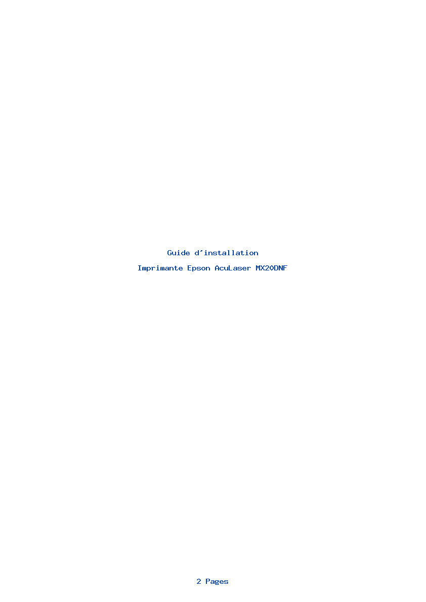 Page 1 de la notice Guide d'installation Epson AcuLaser MX20DNF