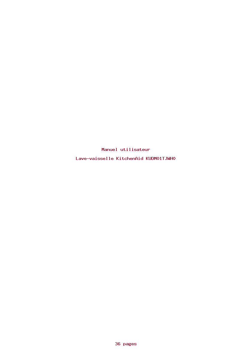 Page 1 de la notice Manuel utilisateur KitchenAid KUDM01TJWH0