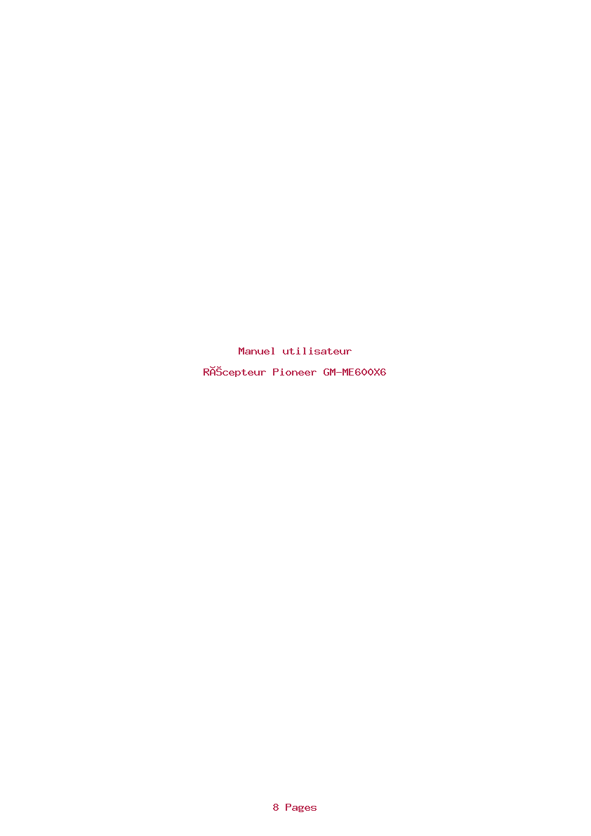 Page 1 de la notice Manuel utilisateur Pioneer GM-ME600X6