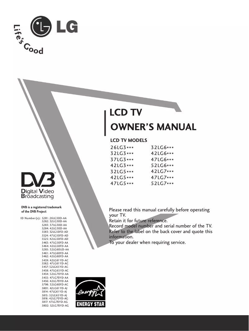 Page 1 of the manual User Manual LG 32LG60FD