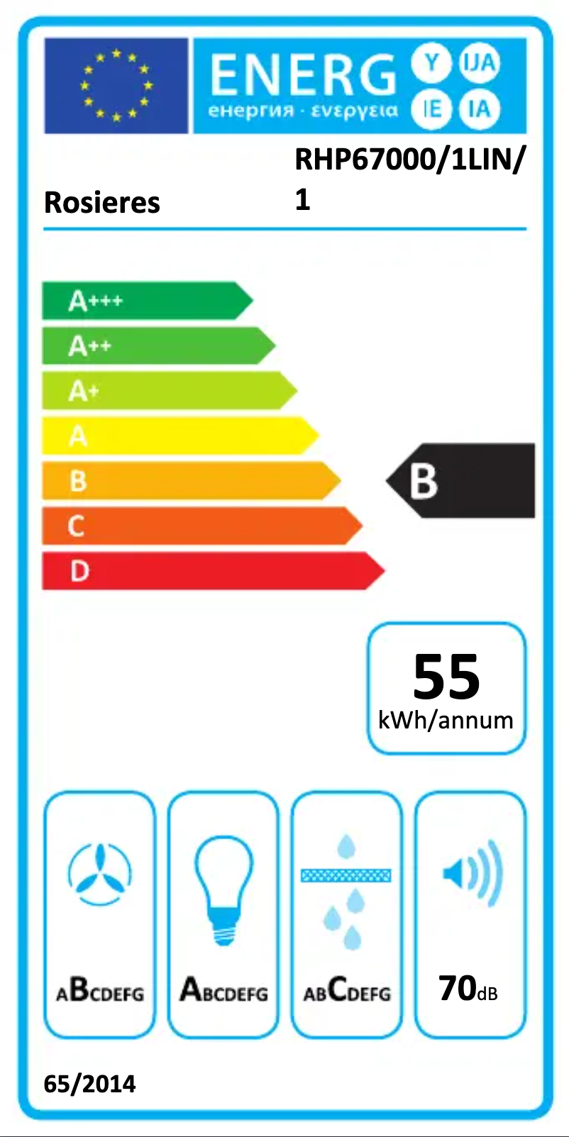 Page 1 de la notice Label énergétique Rosieres RHP67000/1LIN/1