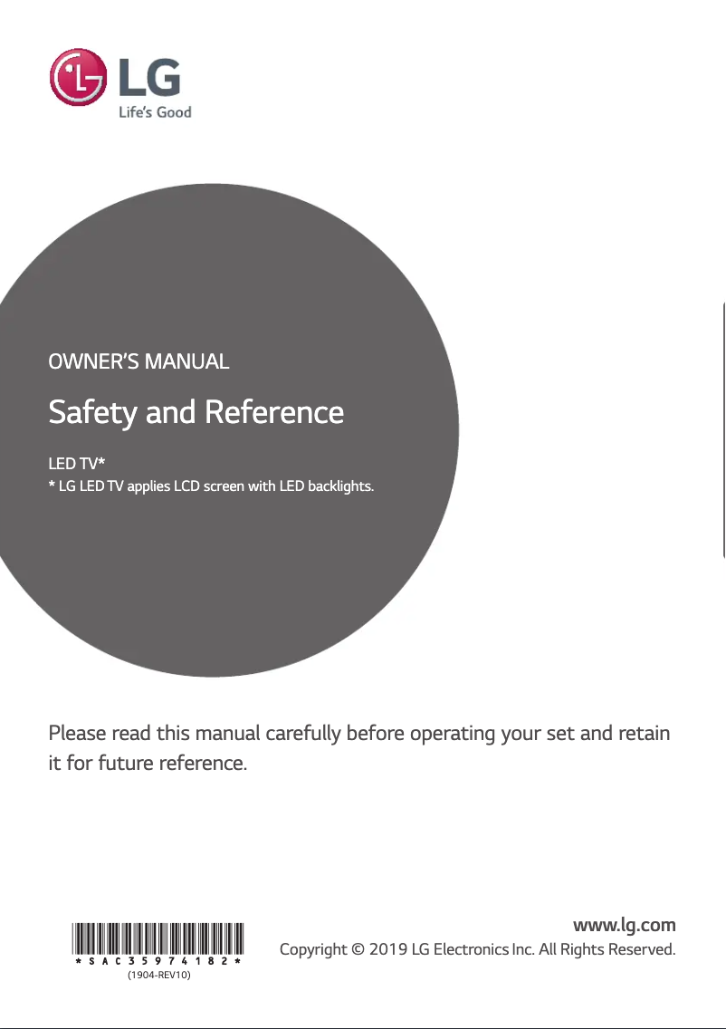 Page 1 de la notice Manuel utilisateur LG 24LV761H